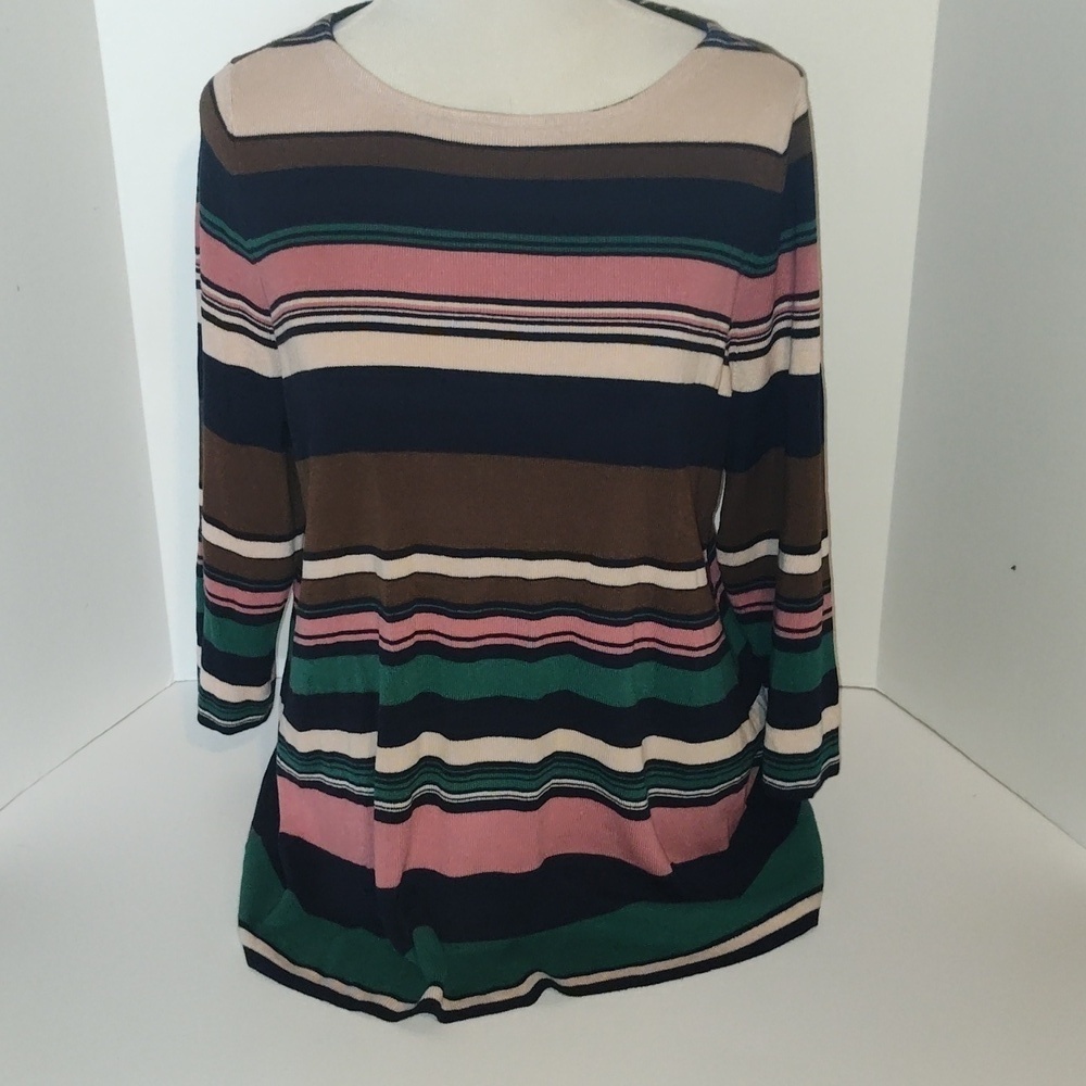 J. Jill Cotton Blend Striped Multi Color Knit Tunic Size 1x